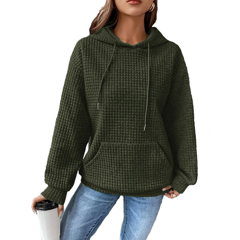 Women Hoodie Fashion Waffle Hoodie Sweater Women's Sports Sweatshirt Casual Long Sleeve Tops Womens Clothing