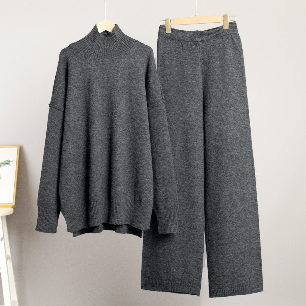 Women's Loose Casual Lazy Thickened Knitting Trousers Suit