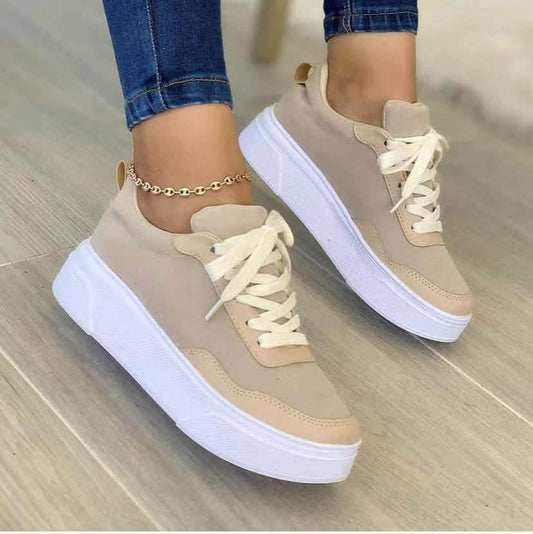 Womens Lace-up Shoes Flats Thick Bottom Fashion Mesh Sneakers