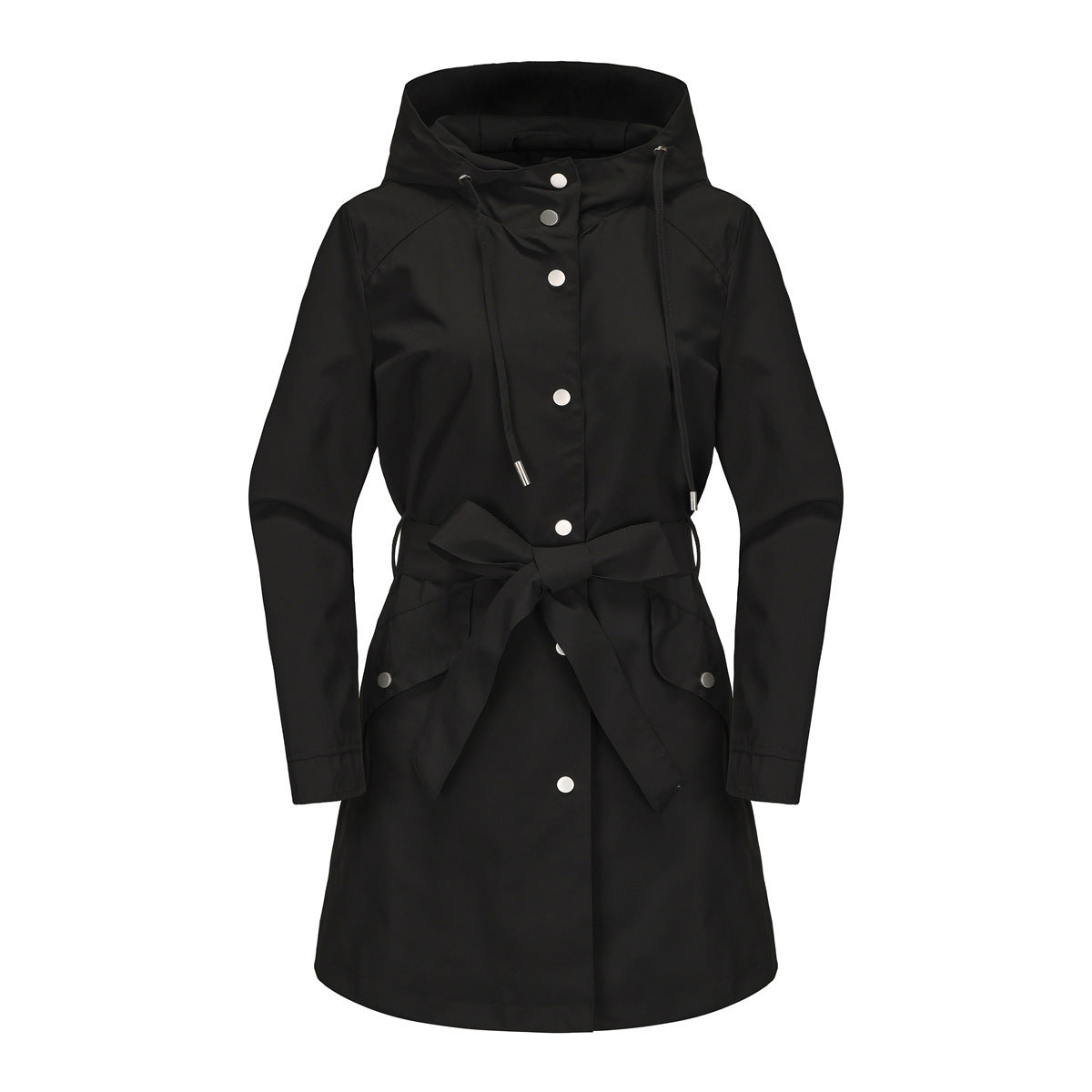 Women's Spring And Autumn New Hooded Waterproof Coat Containing Belt Thin