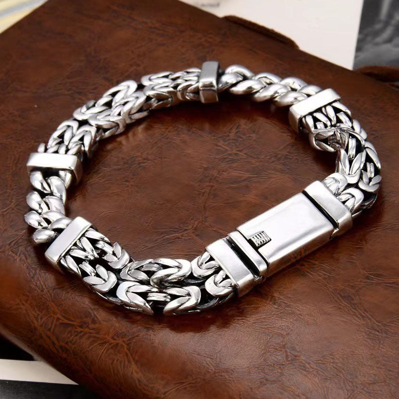 Handgemachte Königsstil Armkette S925 Sterling Silber Trendy für Herren