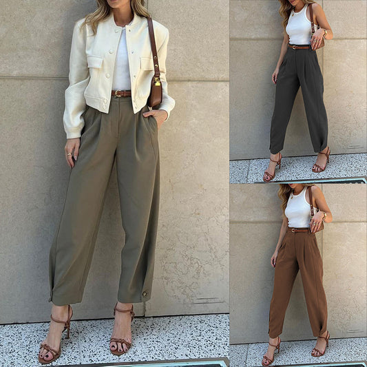 Women's Fashion Solid Color Loose Suit Pants