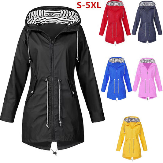 Lässiger Damen-Regenmantel, Trenchcoat mit Kordelzug