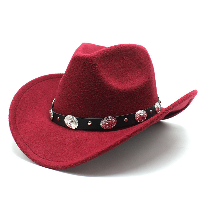 Hat Minority Style Woolen Western Cowboy, Cowgirl Hats Men's And Women's Couple Hats