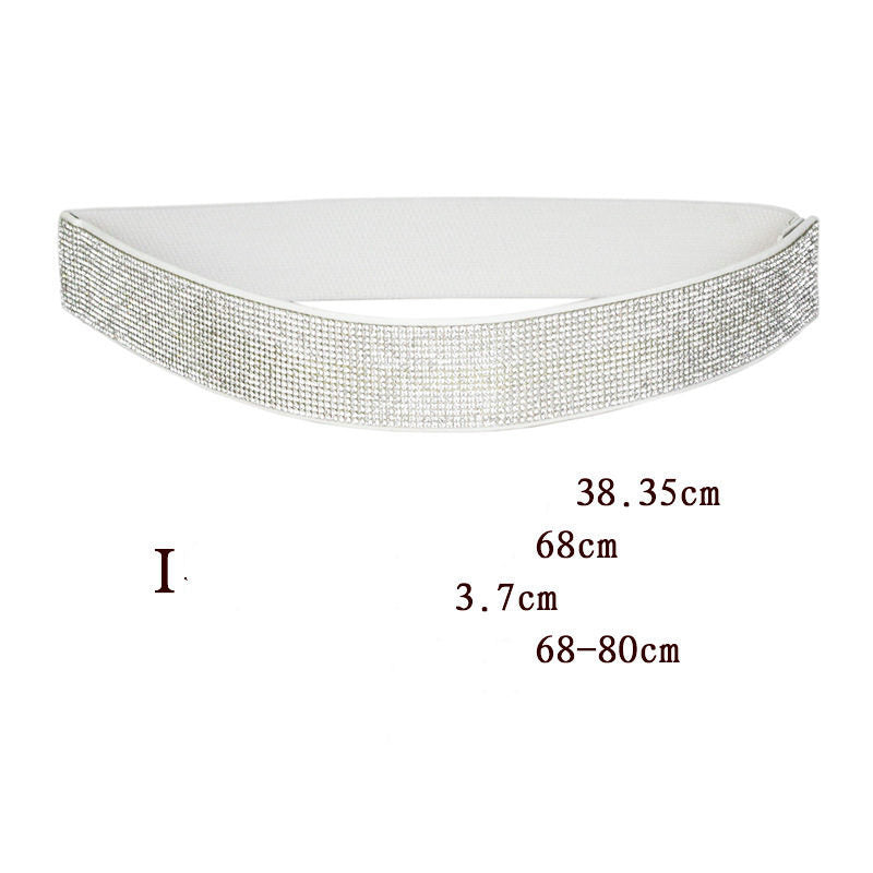 Women's elastic belt with rhinestones, flashing like diamonds