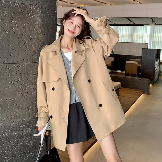 Women Fashion Casual Pure Color Tied Slimming Coat