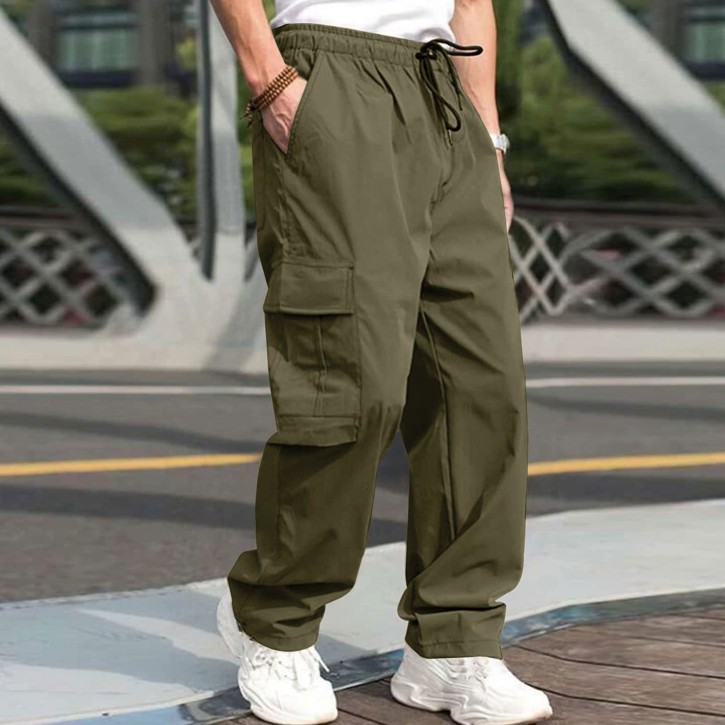 Men Fashion Loose Straight Casual Trousers