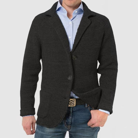 Men's Cardigan with stand collar, leisure knitted jacket