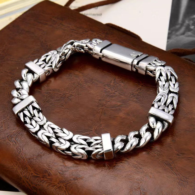 Handgemachte Königsstil Armkette S925 Sterling Silber Trendy für Herren