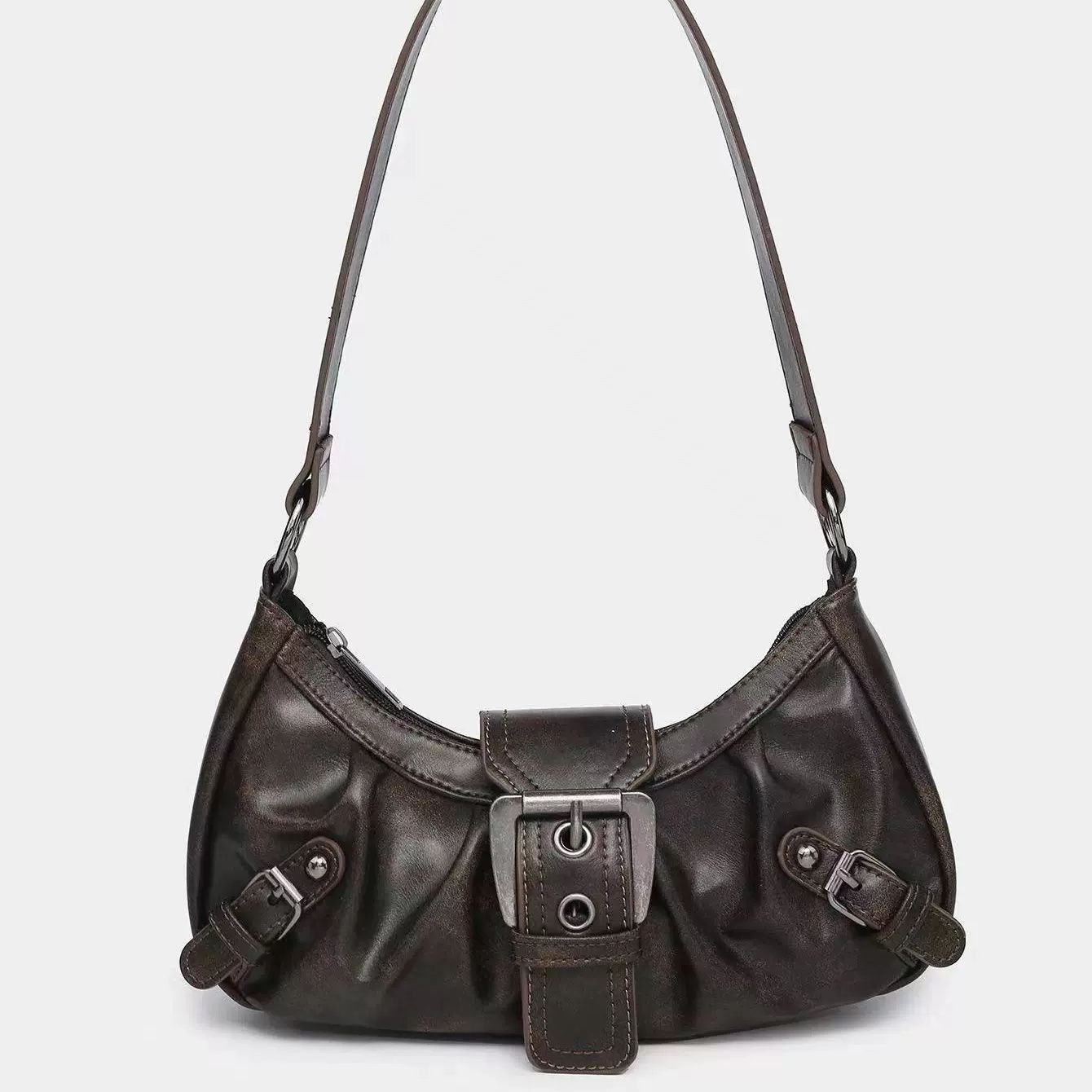 Women's shoulder bag made of two-tone imitation leather