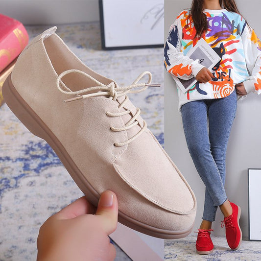 Women's Slip-on Flat Bottom Casual Retro Small Leather Shoes
