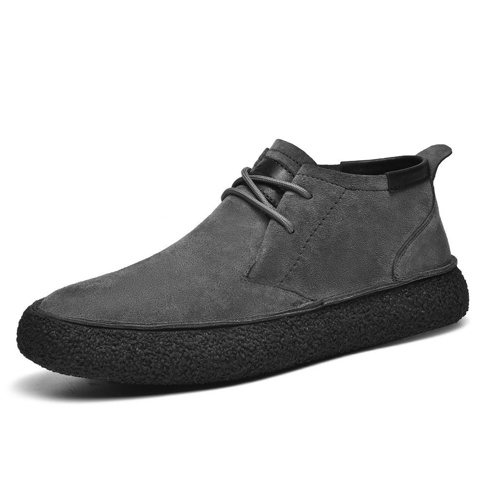 Men's Matte Leather Mercerized Suede Leather Mid-top Board Shoes