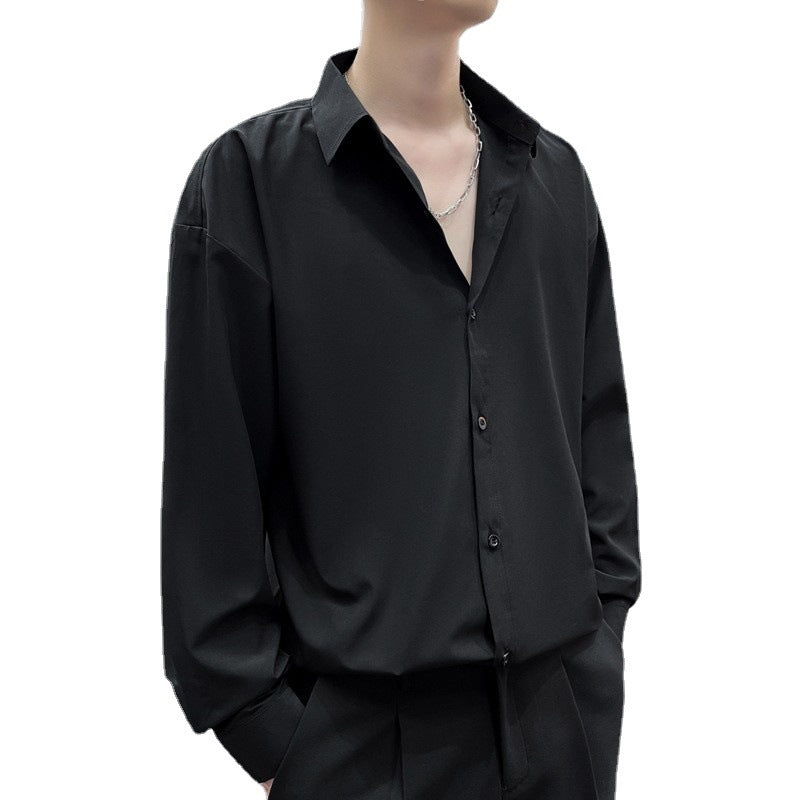 Men's Loose Ice Silk Casual Shirt