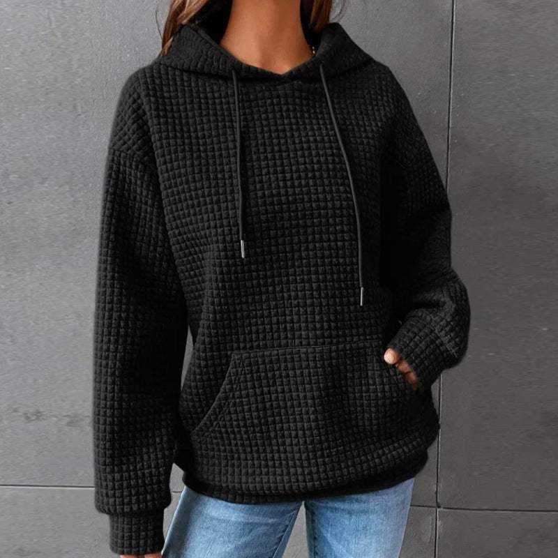 Frauen Hoodie Mode Waffel Hoodie Pullover Frauen Sport Sweatshirt Casual Langarm Tops Damen Kleidung