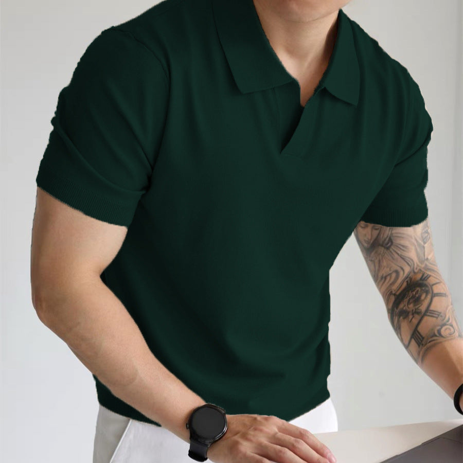 Men's T-shirt with casual loose lapel