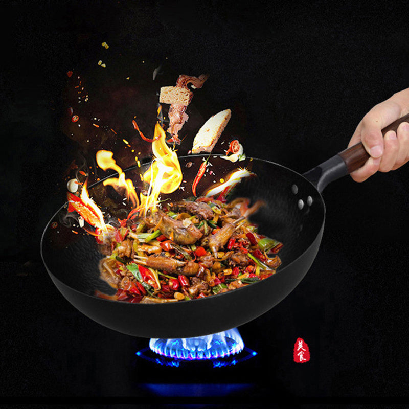 Handmade for Camping Household Iron Pan Traditional Iron Wok