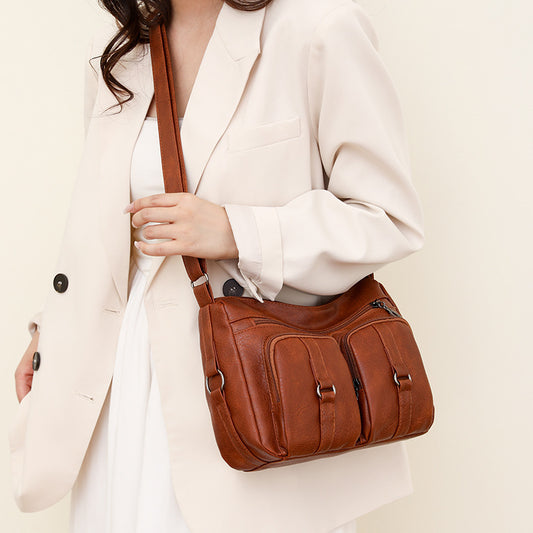 Women's Solid Color PU Crossbody Bag