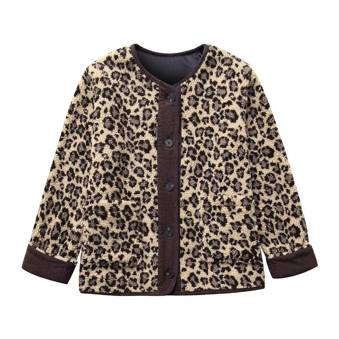 Damen Winter Freizeitjacke mit Leopardenmuster