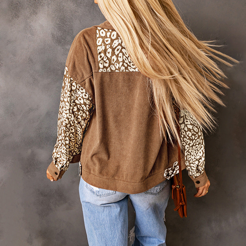 Women's corduroy jacket leopard