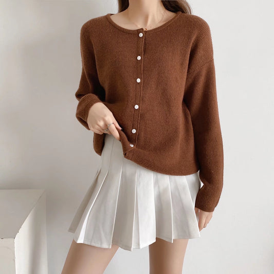 Women Fashion Single-breasted Knitted Cardigan