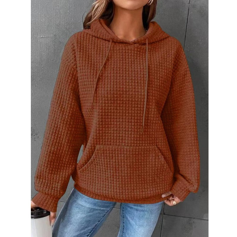 Women Hoodie Fashion Waffle Hoodie Sweater Women's Sports Sweatshirt Casual Long Sleeve Tops Womens Clothing