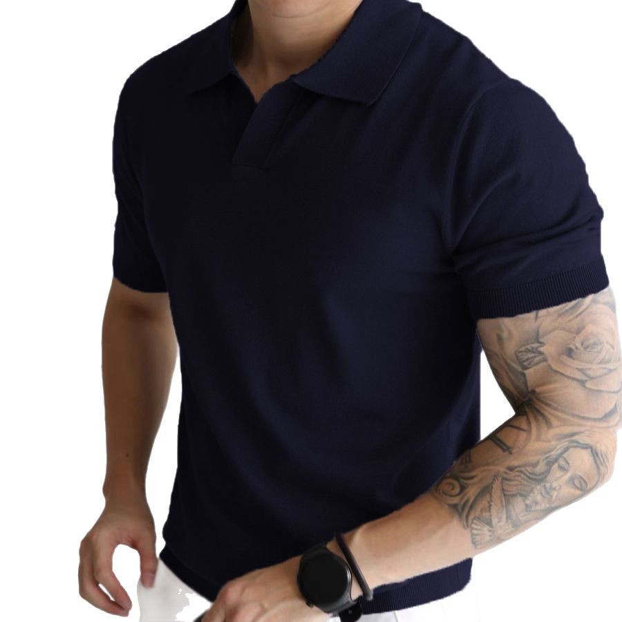 Men's T-shirt with casual loose lapel