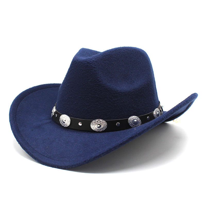 Hat Minority Style Woolen Western Cowboy, Cowgirl Hats Men's And Women's Couple Hats