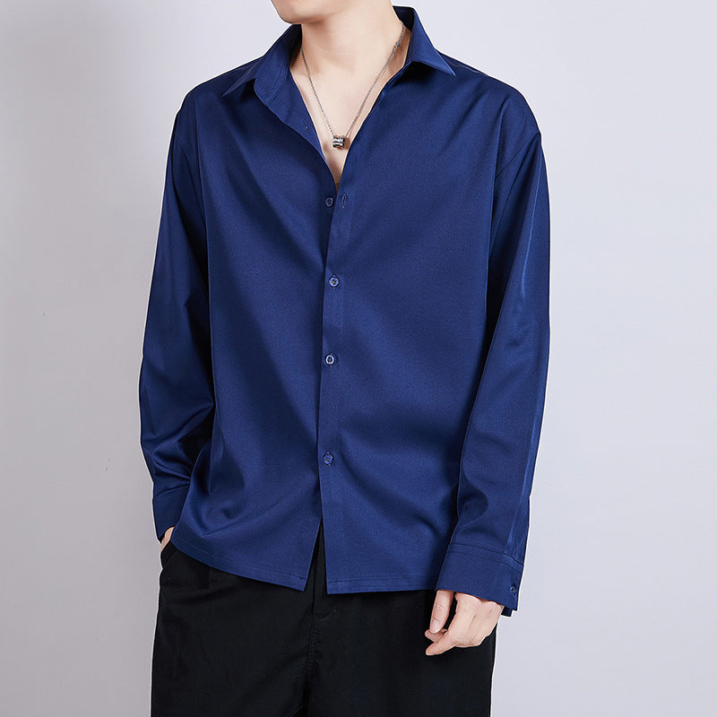 Men's Loose Ice Silk Casual Shirt