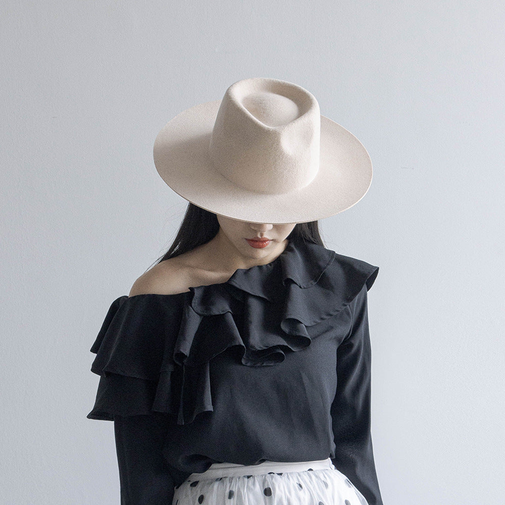 Women's New Delicate Woolen Jazz Top Hat Casual Fashion Felt