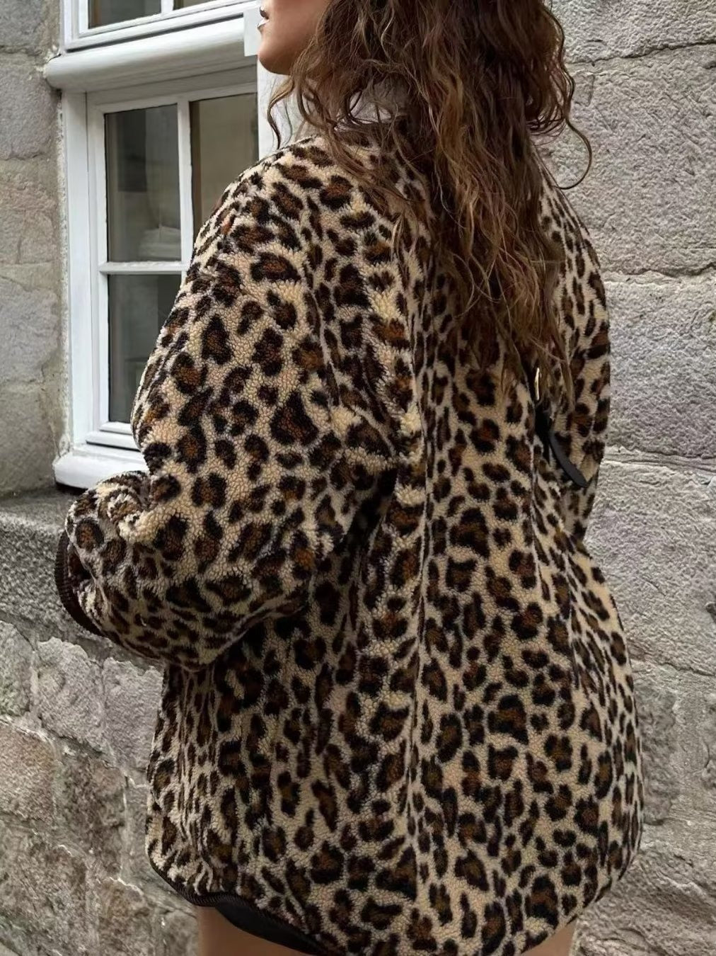 Women's winter leopard print casual jacket