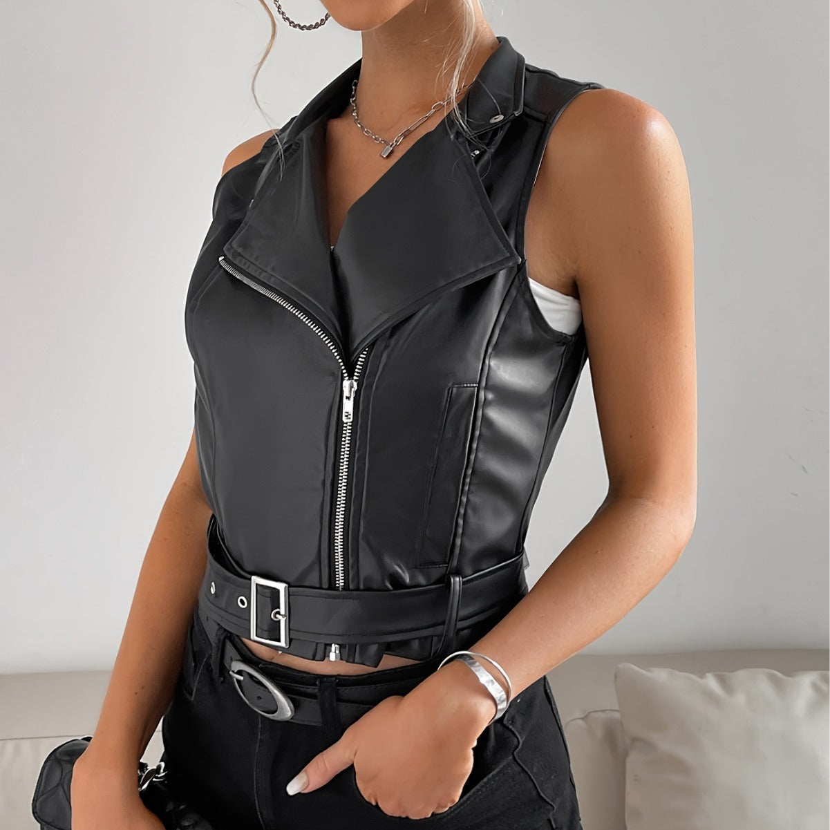 Women's Casual Versatile Vegan Leather Jacket