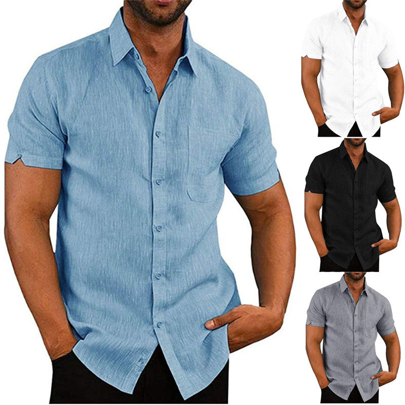 Men's Shirt Kurzarm Sommer Solid Hemden lässig Loose Tops T-Shirt