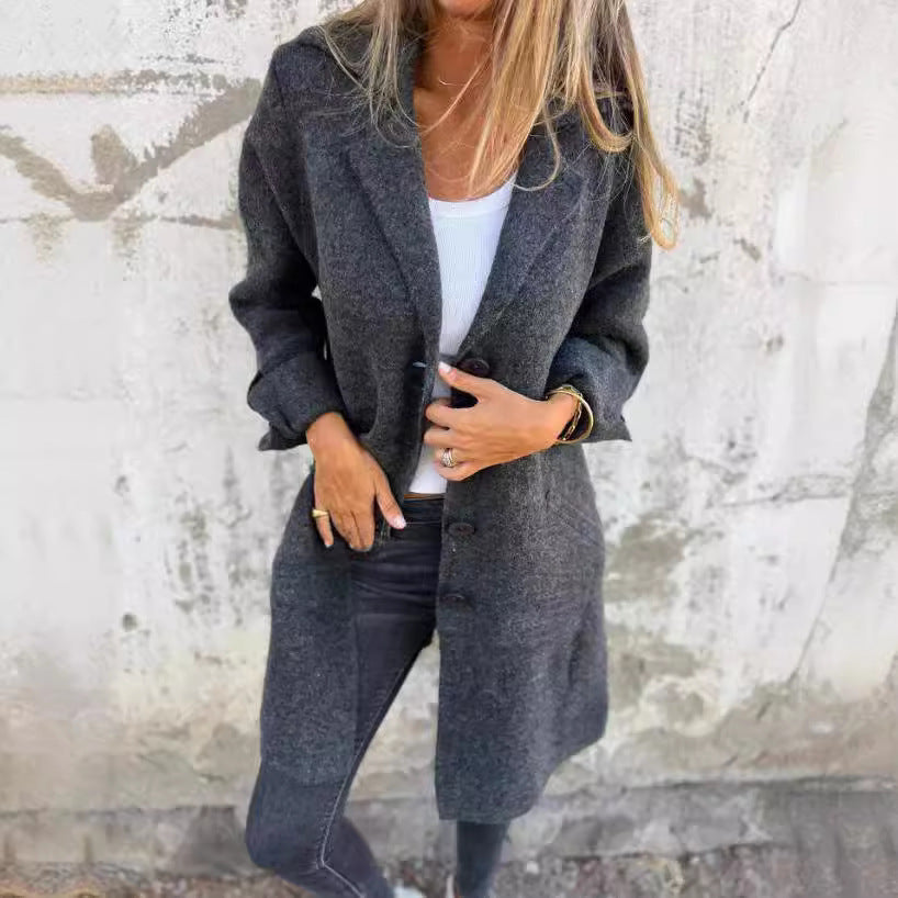 Women's cardigan single-breasted mid-length coat