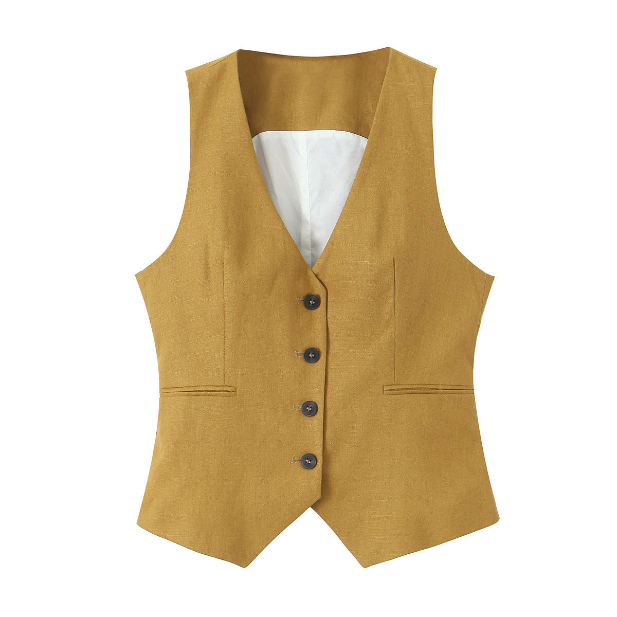 Women's Linen Double Breasted Suit Coat Vest