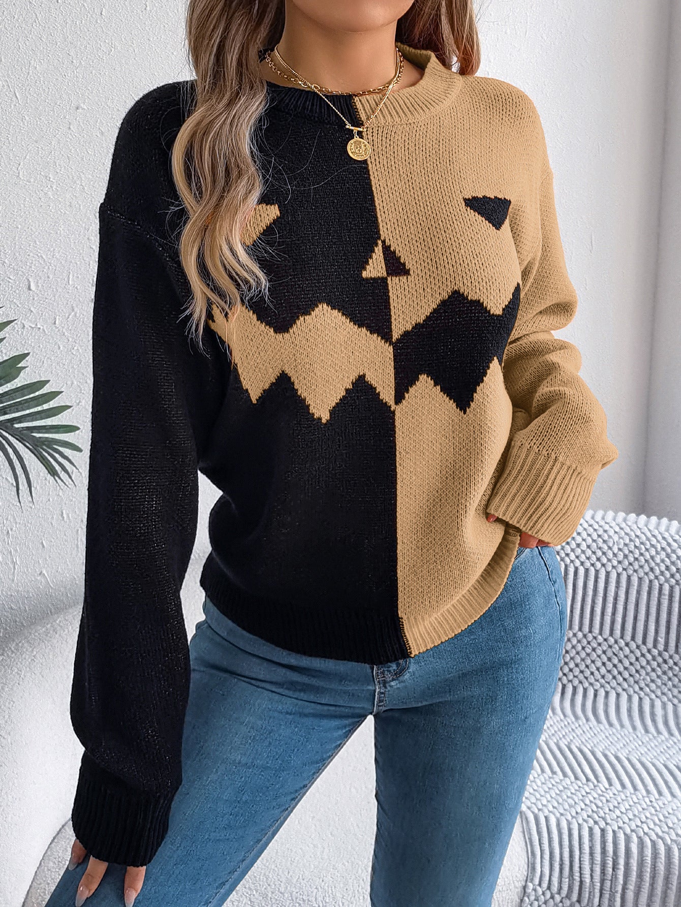 Women's Halloween pullover sweater fashion long sleeve knitted