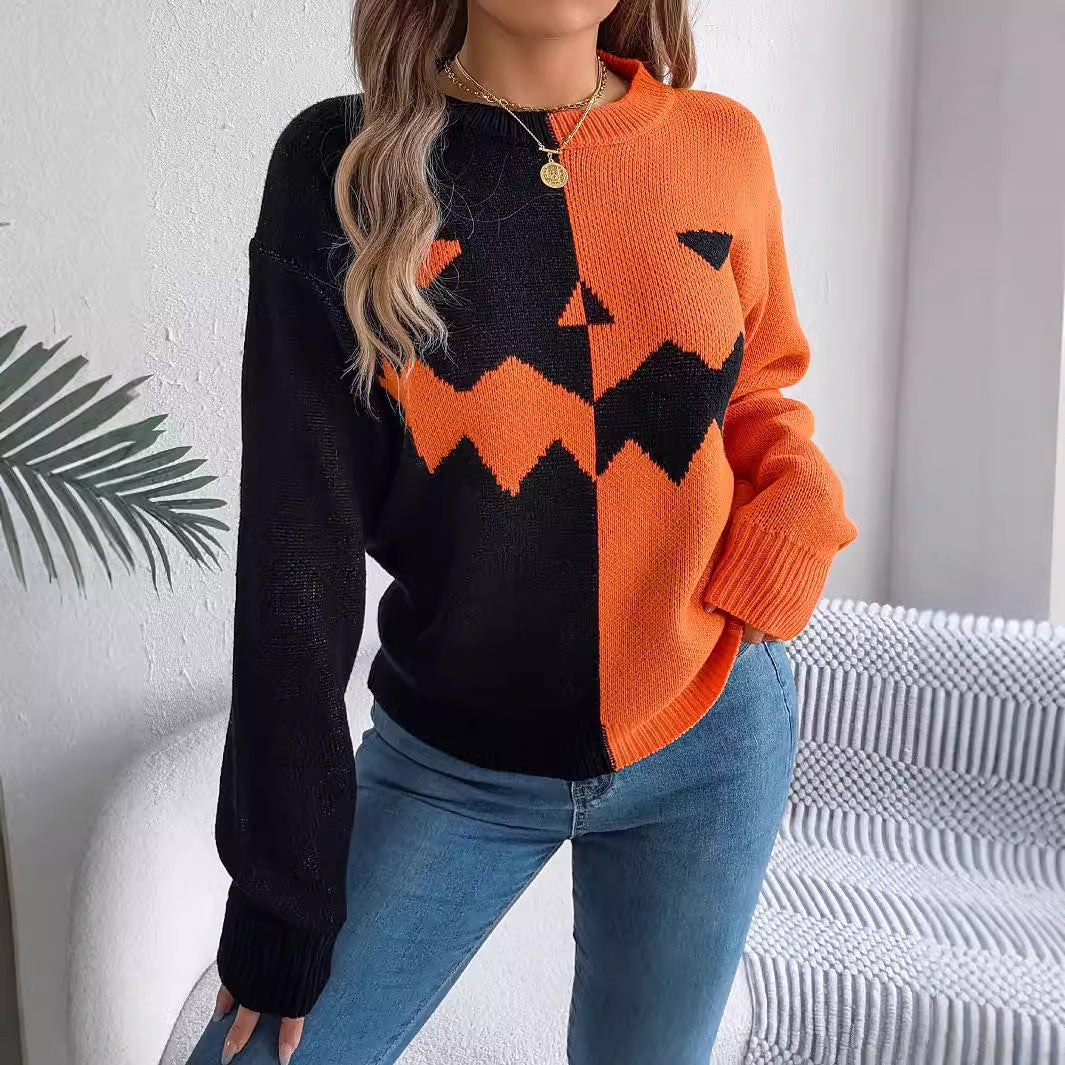 Women's Halloween pullover sweater fashion long sleeve knitted