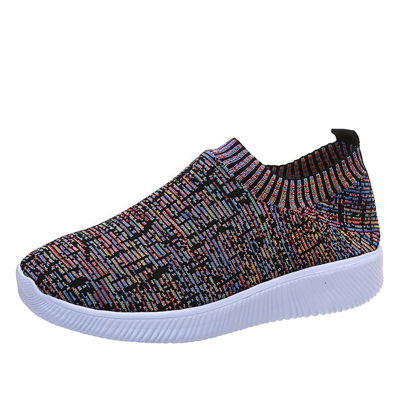 Women's Hot Stripe Knit Sock Shoes Sneakers Running Walking Loafers