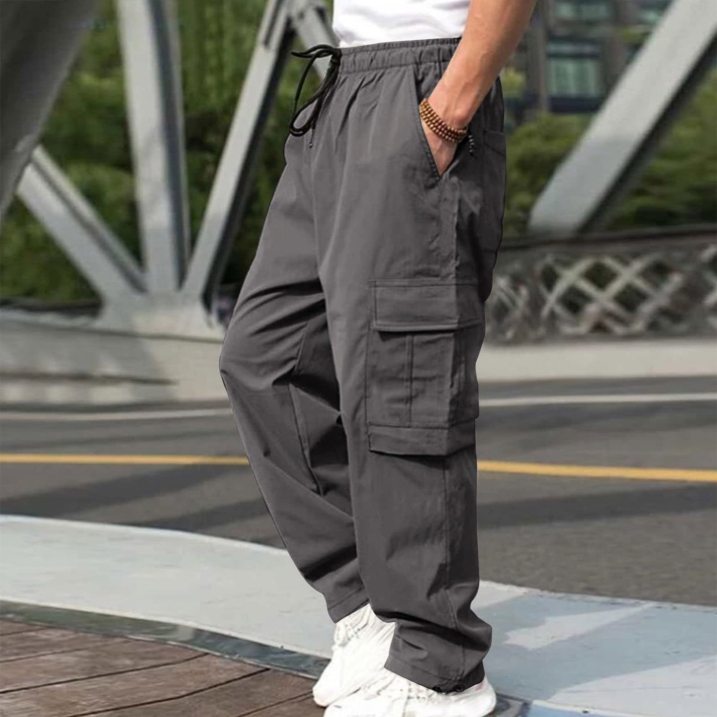 Men Fashion Loose Straight Casual Trousers