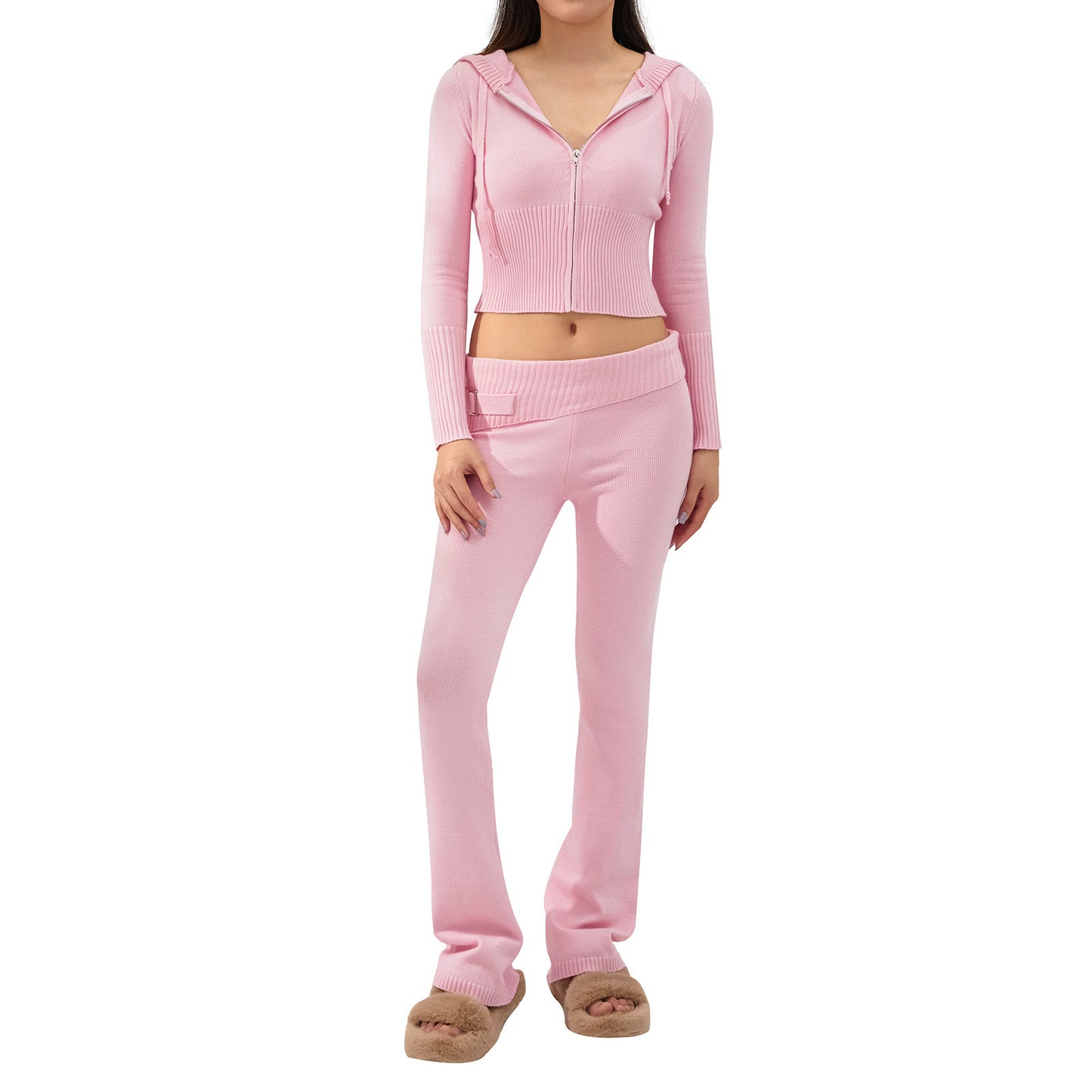 Women's Knitted hooded suits women's clothing