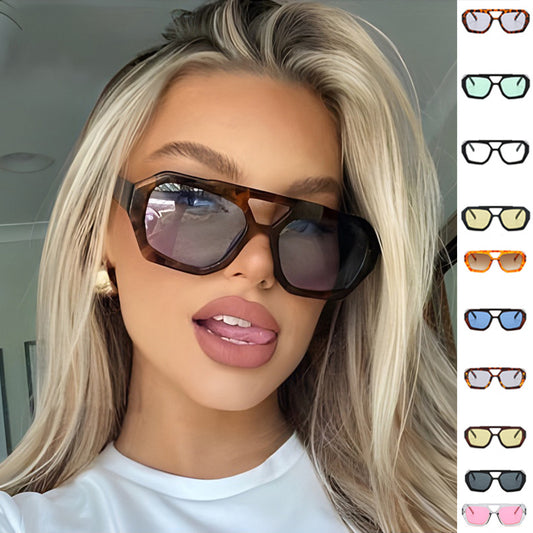 Women's large rim double beam sunglasses