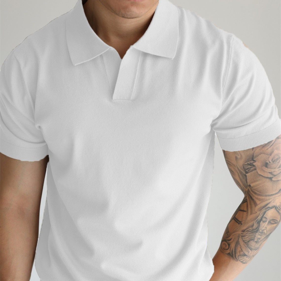 Men's T-shirt with casual loose lapel