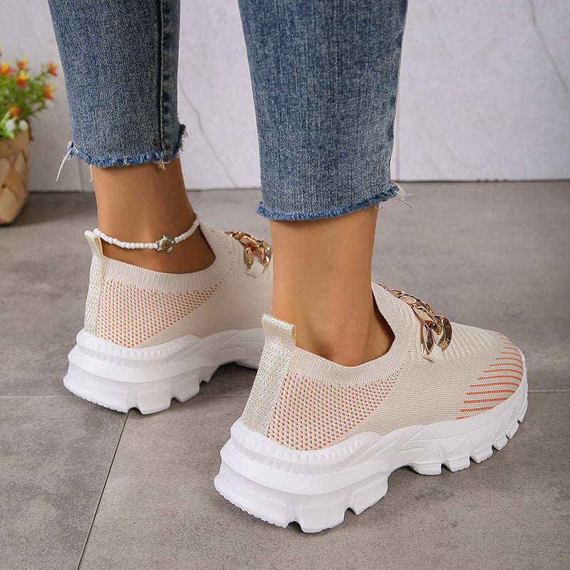 Women Breathable Casual Soft Sole Walking Sock Slip On Flat Shoes
